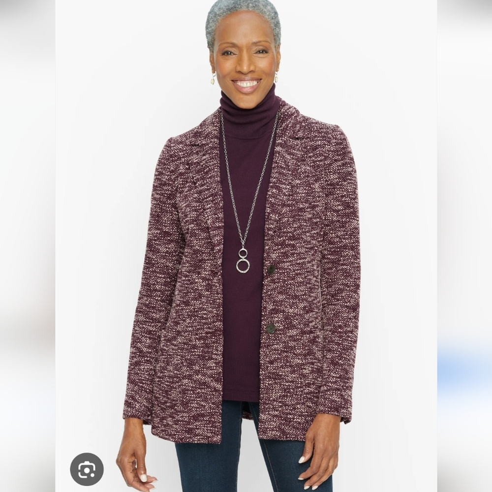Talbots Mélange Herringbone Blazer  Two Button Jacket Size Petite 12p.